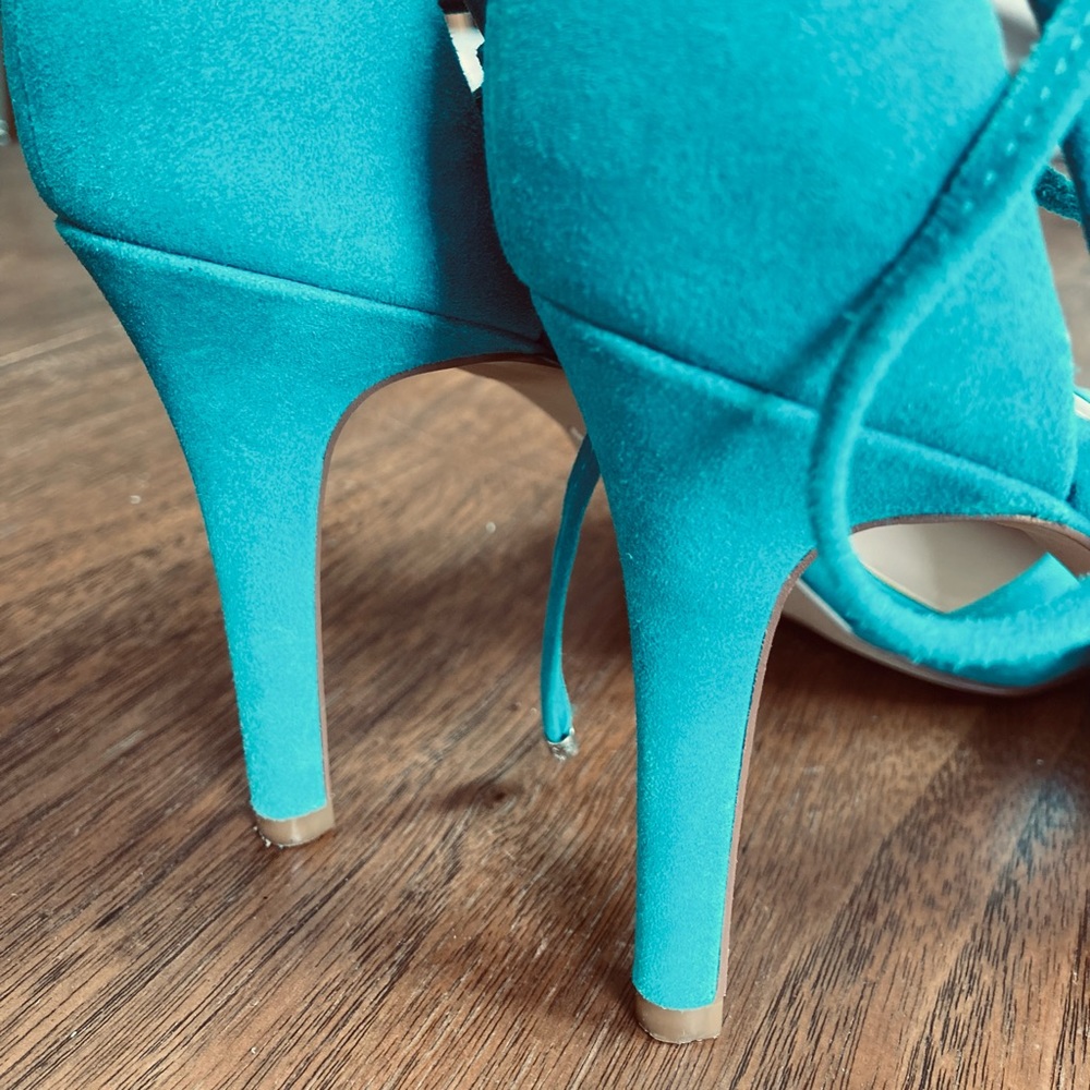 Vince Camuto Teal Lace-Up Pointed Toe Heels - Picture 5 of 10